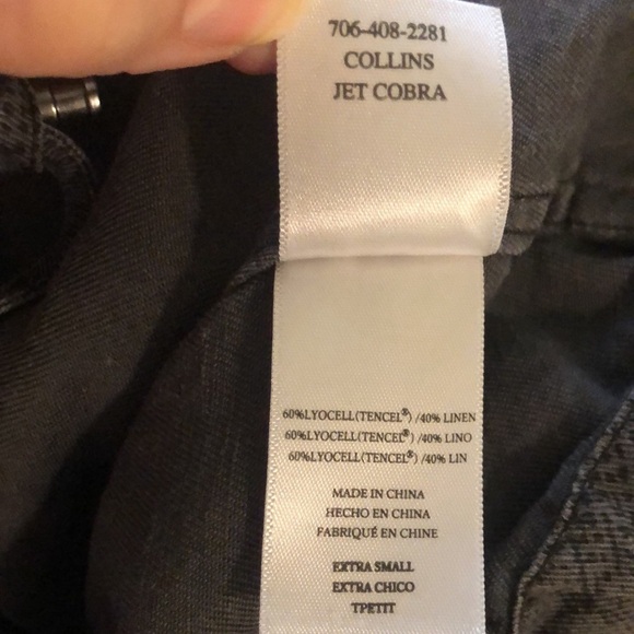 Rails Collins Jet Cobra Short Linen Blend Jacket In Jet XS Black Grey Pockets - Picture 14 of 14